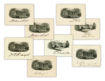 (8) White House Engravings Signed by Notable Cabinet Members of Cleveland, Roosevelt, & Taft
