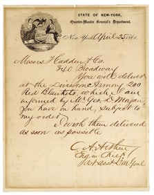 Chester Arthur Civil War Date Autograph Letter, Mentions George D. Morgan