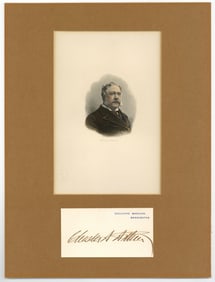 Chester Arthur Signed Executive Mansion Card, Matted and Ideal for Display