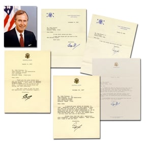 George Bush 5 Signed Letters as VP to "steadfast, instrumental" Supporter