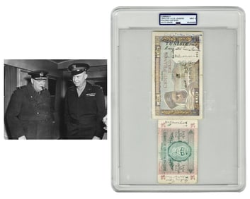 Eisenhower, Churchill, Eden & More Sign a Short Snorter, Likely at Casablanca, PSA Mint 9, Rare