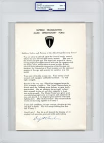 D-Day Orders Signed By Eisenhower To His Troops, Outstanding PSA Mint 9!
