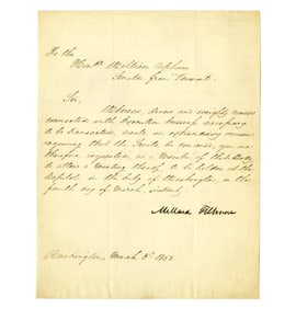 Millard Fillmore Signed Letter Recalling Congress for a Special Session
