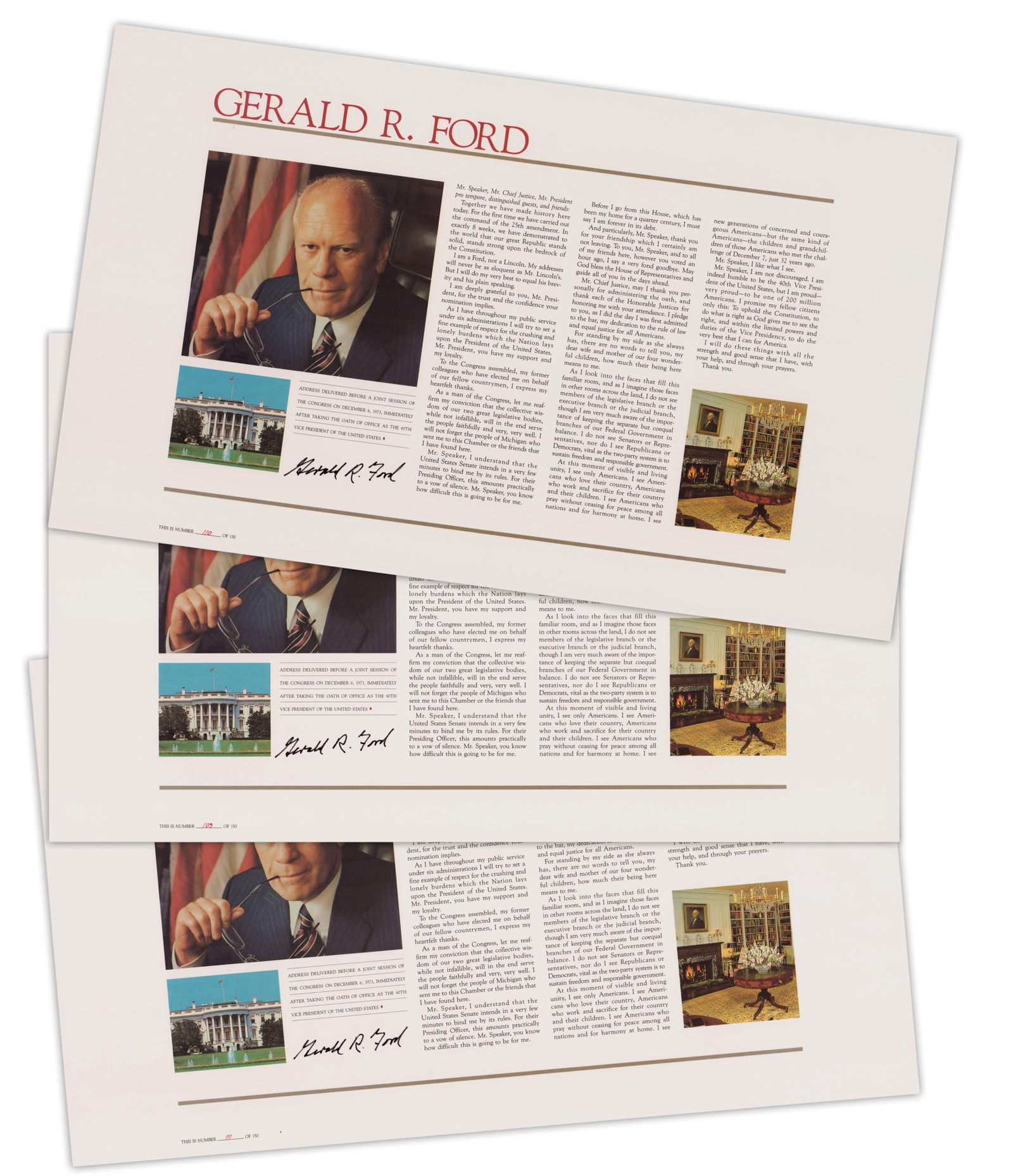 Gerald Ford (3) Signed Limited Ed. Prints (1 of 4)