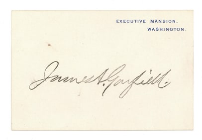 James A. Garfield Executive Mansion Card with Printed Signature - Rare!