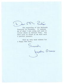 Jackie Kennedy TLS: "It reminds me of when I…used to roller skate in Central Park…"