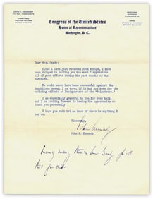 John F. Kennedy Endorsed TLS to Campaign Volunteer