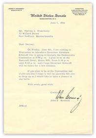 John F. Kennedy TLS Preparing for 1956 Democratic National Convention