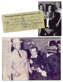 Kennedy Assassination: Jack Ruby Signed Check & James R. Leavelle Signed Souvenir Press Photo