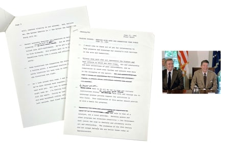 Ronald Reagan Talking Points for White House Receptions, Two Drafts with Corrections in His Hand