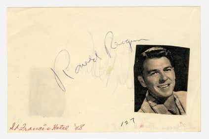 Ronald Reagan Autograph From 1948 San Francisco Album
