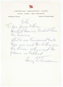 Harry Truman Scarce Autograph Cable to Former DNC Treasurer