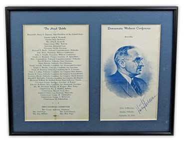 Harry S. Truman Signed 1958 Democratic Midwest Conference Program - Truman, JFK & Jackie Attended!