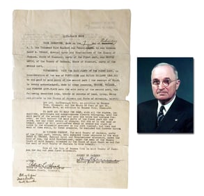 Harry Truman Signed Quit Claim Deed as Special Agent & Commissioner