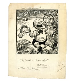 Burris Jenkins Jr. Original Political Cartoon "Richest Nation on Earth"
