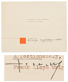 Frank Lloyd Wright TLS With Handwritten Postscript Plus More