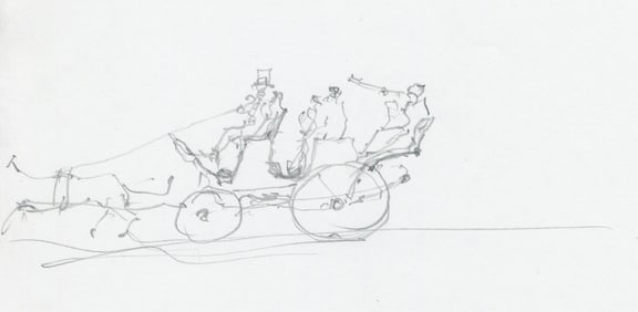 Andrew Wyeth Original Drawing of Antique Carriage
