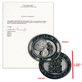 Apollo XIV Space-Flown Ltd. Ed. Medallion, With LOA From "Pete" Conrad, Jr.