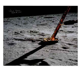 Michael Collins Signed Apollo 11 LM Footpad Photo, with Zarelli LOA & Novaspace COA