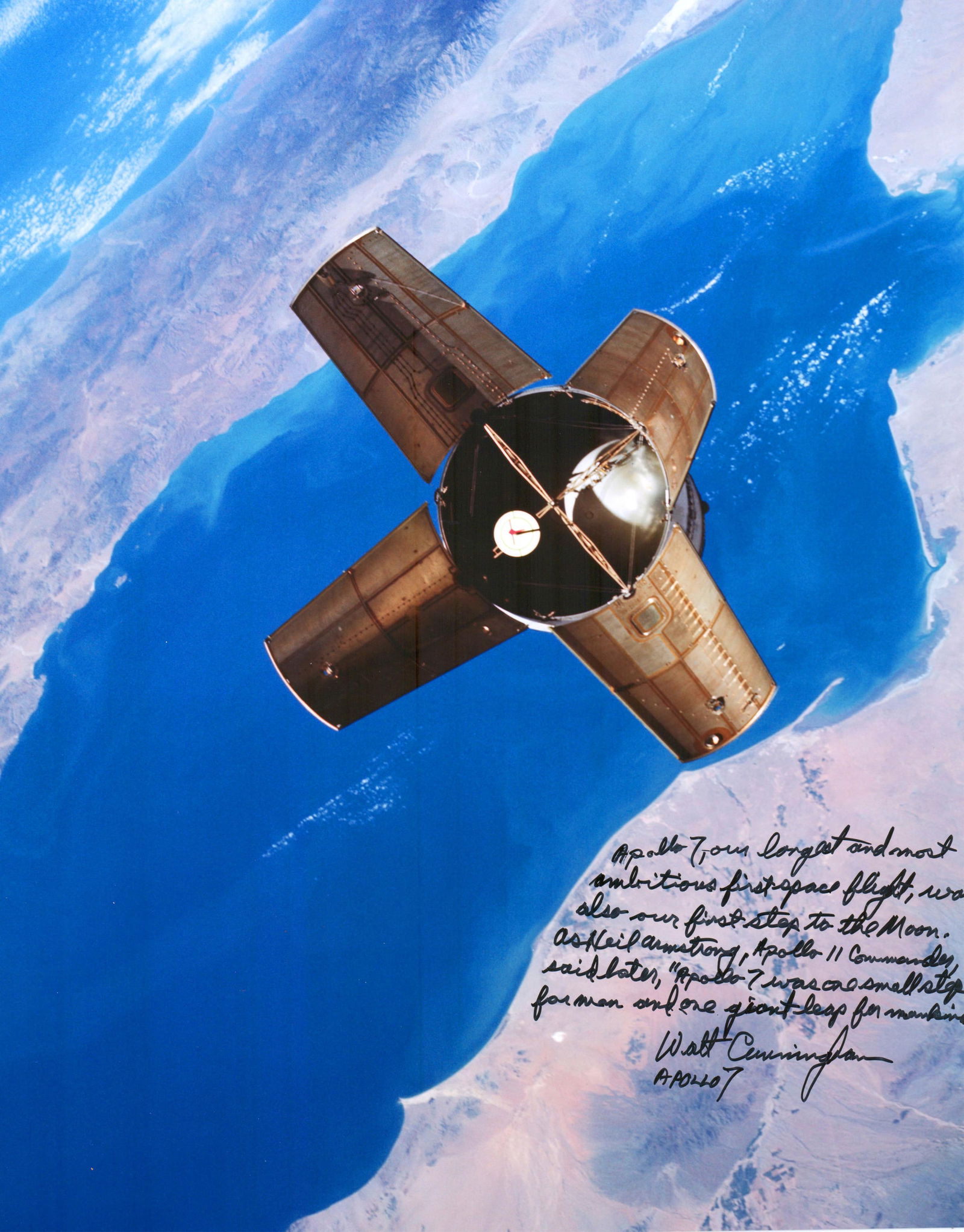 Walt Cunningham Signed Apollo 7 Oversize Photograph, Stunning! With Zarelli COA (1 of 2)