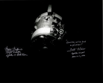 Fred Haise Signed Apollo 13 Photograph - "Houston, We've Had a Problem!" - Stunning!