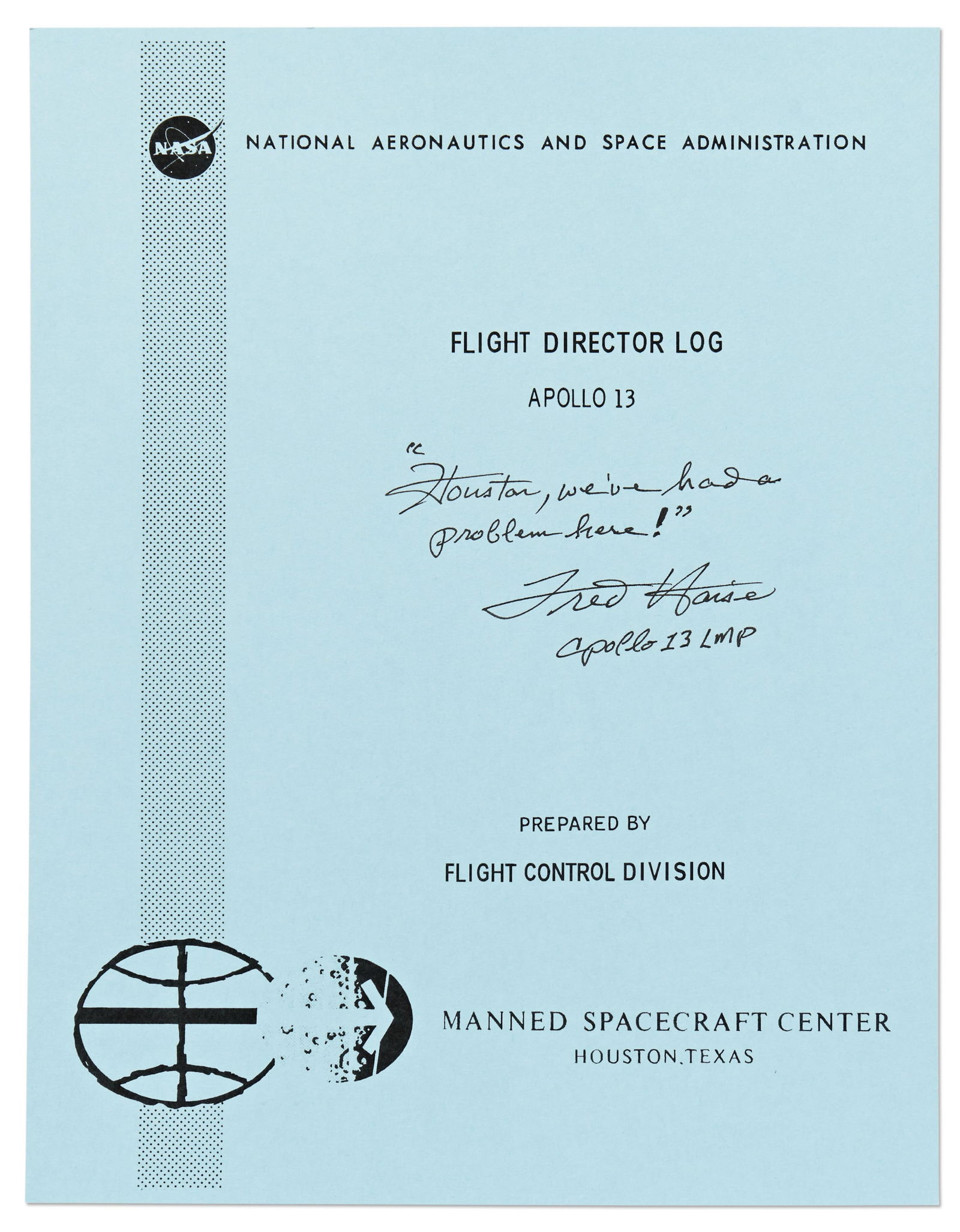 Fred Haise Signed Copy of NASA Flight Director Log (1 of 2)