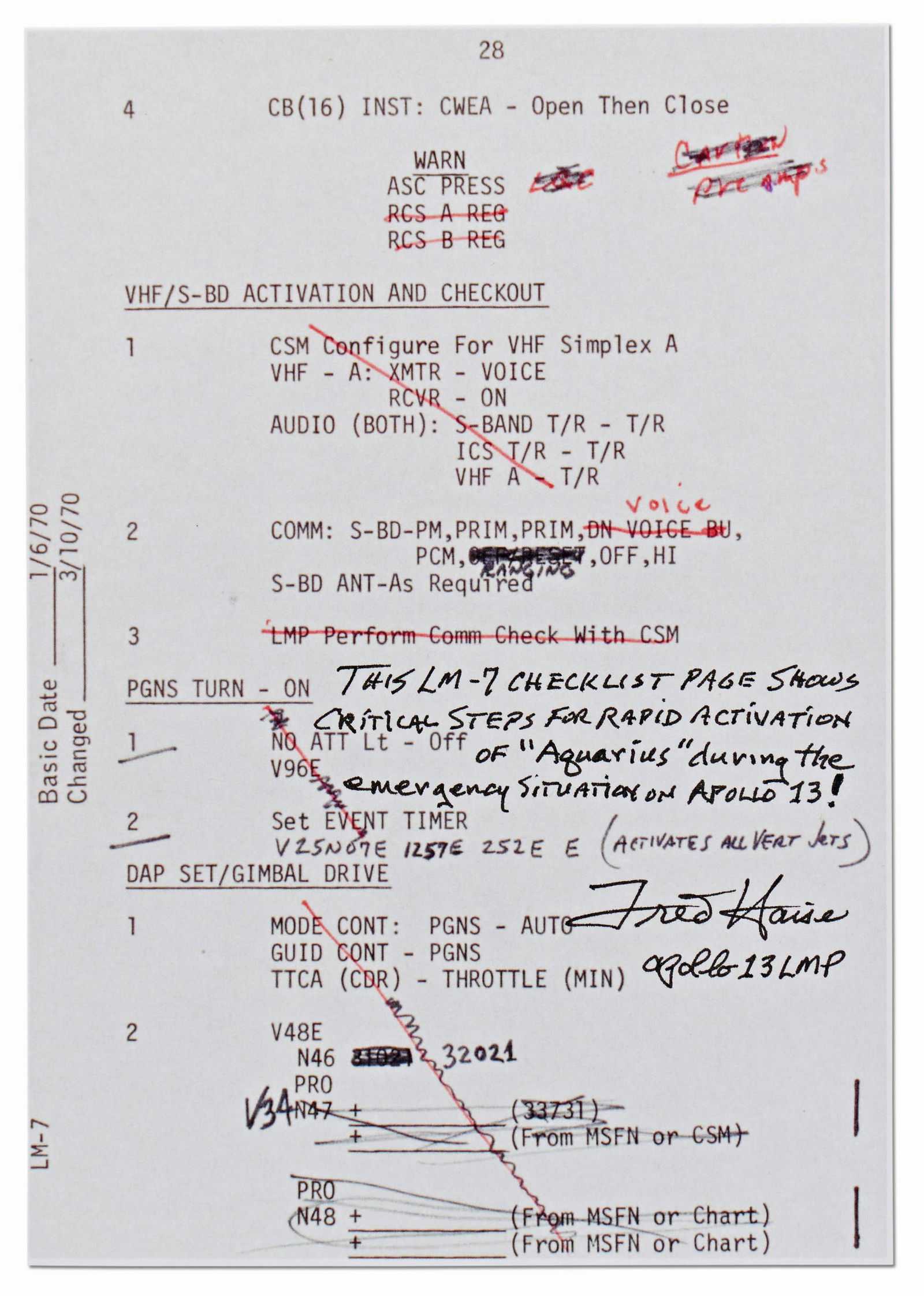 Fred Haise Signed Copy of Apollo 13 Flight Notes (1 of 2)