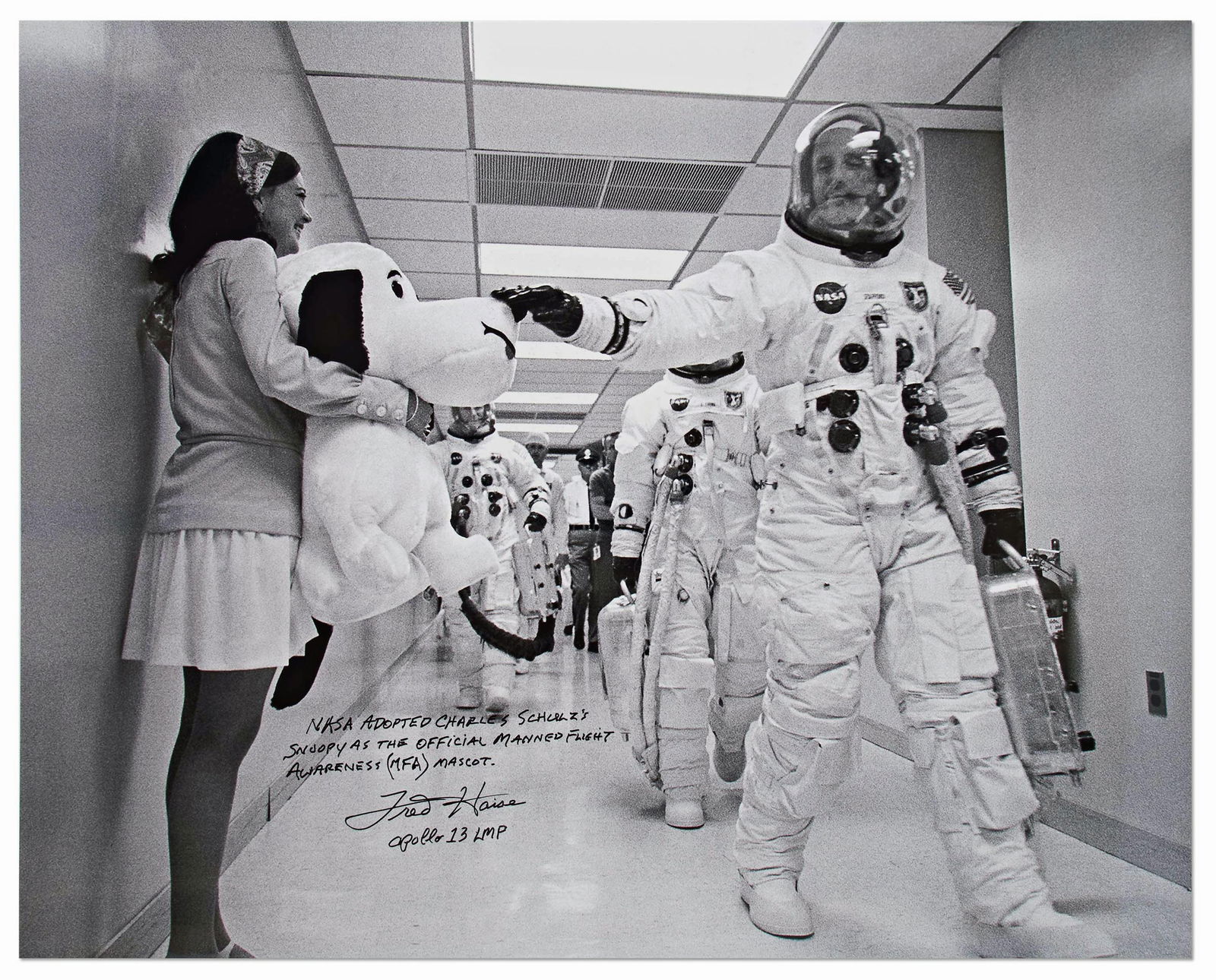 Fred Haise Large Signed Snoopy as Mascot Photo (1 of 2)