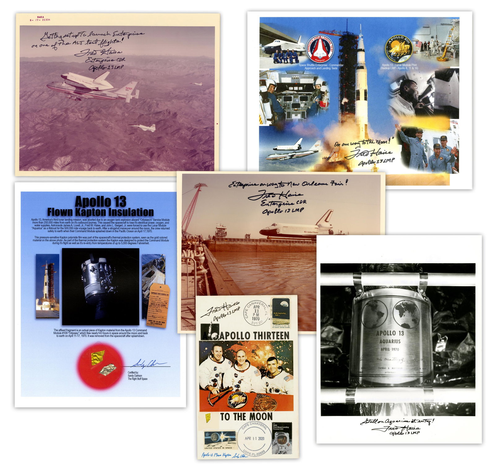 Fred Haise (5) Signed Items & Flown Apollo 13 Kapton Foil (1 of 7)