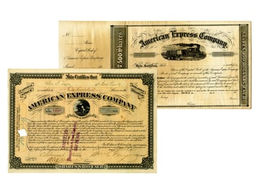 William G. Fargo Signed American Express Stock with Additional Blank Stock Certificate