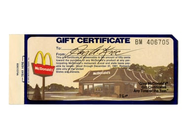 Ray Kroc McDonald's Gift Certificate Booklet Signed