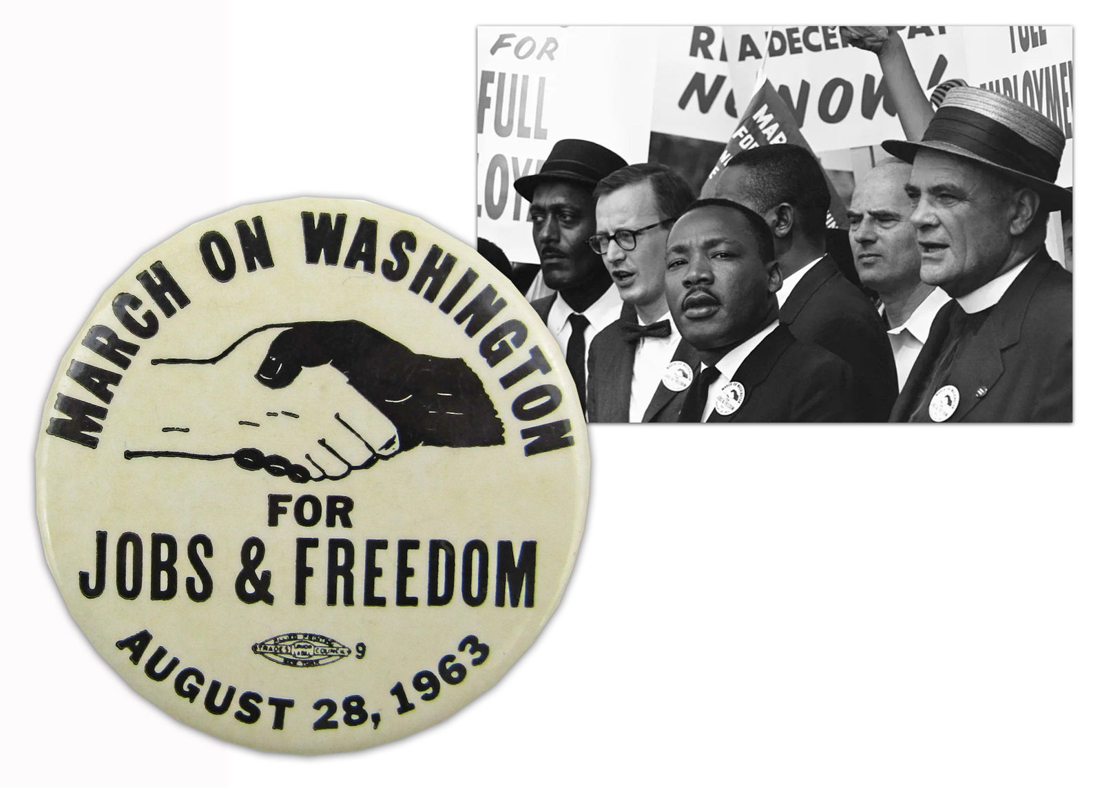 Vintage "March On Washington" Button: MLK, Jr. Was Wearing One While He Gave His "I Have A Dream" (1 of 5)