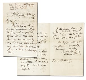 Charles Sumner Re: Slavery "Freedom is down cast" and Kansas Nebraska in 1859