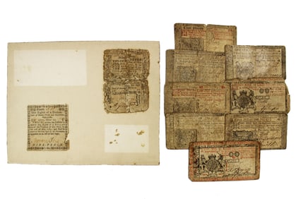 Collection of 10 Colonial Currency from New Jersey and Rhode Island