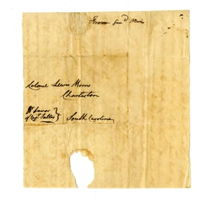 Founding Father Lewis Morris Handwritten Address Leaf to Son