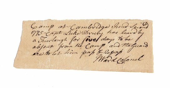 Revolutionary War Furlough Pass Issued 2 Weeks Before Battle of Bunker Hill