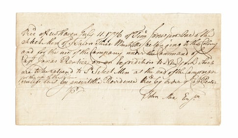 Revolutionary War Order for Muskets 1 Week After Declaration of Independence
