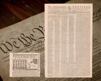 U.S. Constitution: 1st Reporting of Ratification by Massachusetts, Very Rare & Important, Only 3