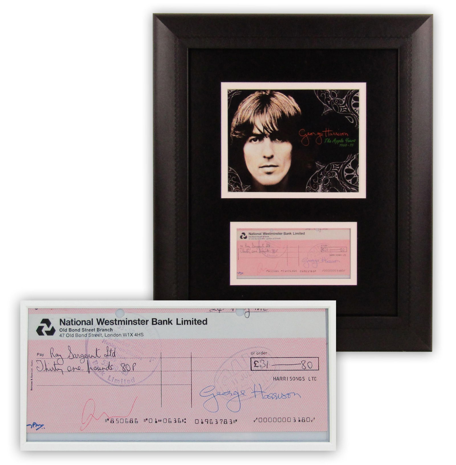 George Harrison Signed Harrisongs Ltd. Check, Expert Provenance!: George Harrison London, England, May 24, 1972 George Harrison Signed Harrisongs Ltd. Check, Expert Provenance! Signed check A check signed "George Harrison" in blue ballpoint pen from the National Wes