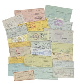 Great Collection of 22 Checks Signed by Film Industry Elites, Includes Adam West, Warren Beatty and
