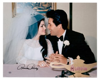 Priscilla Presley Signed Oversized Wedding Photograph