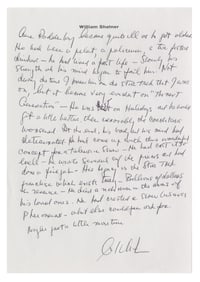 William Shatner Handwritten Signed Essay Remembering Gene Roddenberry