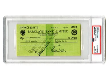 Orson Welles Signed 1960 Cancelled Check While in England, PSA/DNA