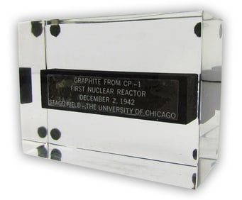3" Graphite Segment from First Nuclear Reactor, Fermi's CP-I, Encased in Lucite