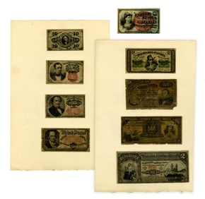 Fractional & Foreign Currency Group of 9 Notes, Civil War & Post-Civil War Era