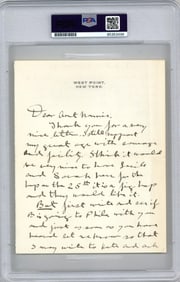 Early Patton Letter on West Point Letterhead to "Aunt Nannie", PSA/DNA MN-MT 8!