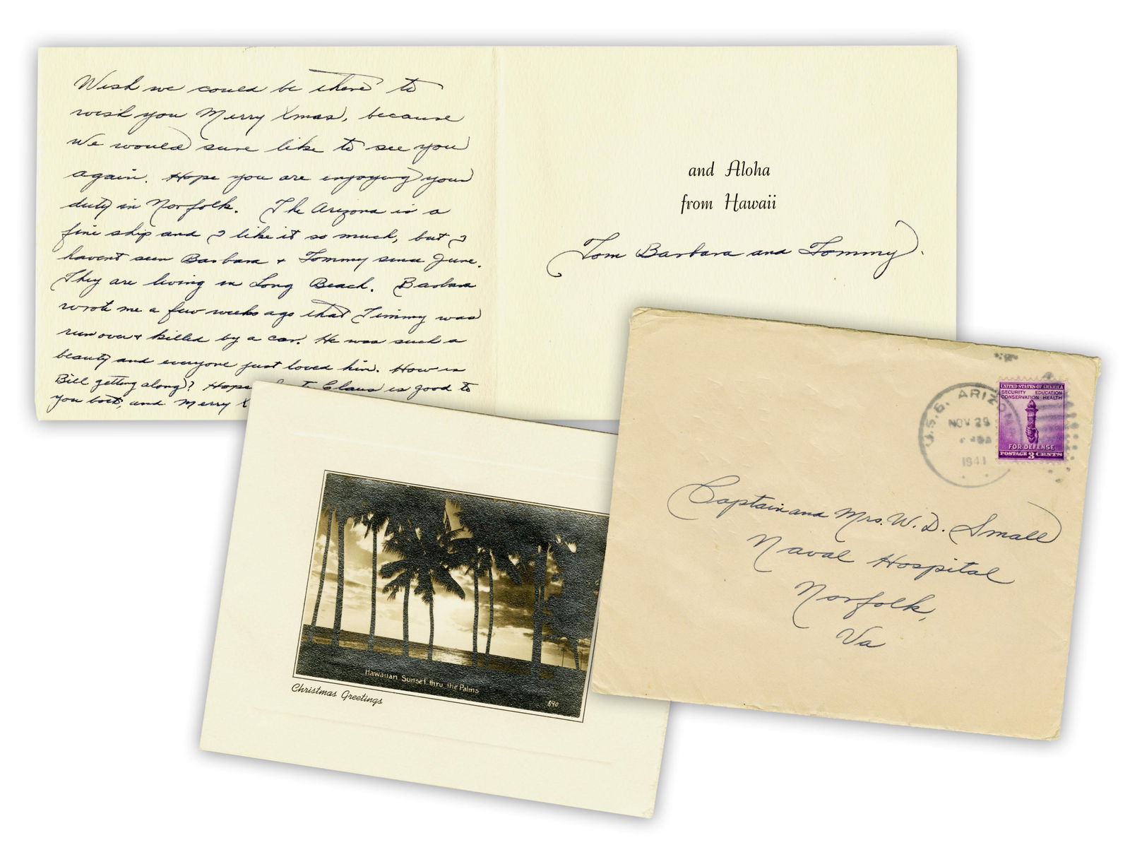 Pearl Harbor Victim Sends Christmas Wishes Aboard U.S.S. Arizona One Week Before Attack: "The (1 of 4)