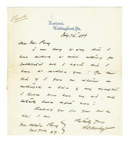 Admiral Winfield Schley Fantastic 1899 ALS