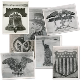 7 Mole & Thomas WWI Patriotic "Living Photographs" Incl. Uncle Sam & Statue of Liberty