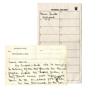 King Charles Autograph Letter Signed, as Prince, to Head Gardener at Highgrove House